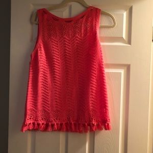 Lily Pulitzer pink crocheted tank top Large